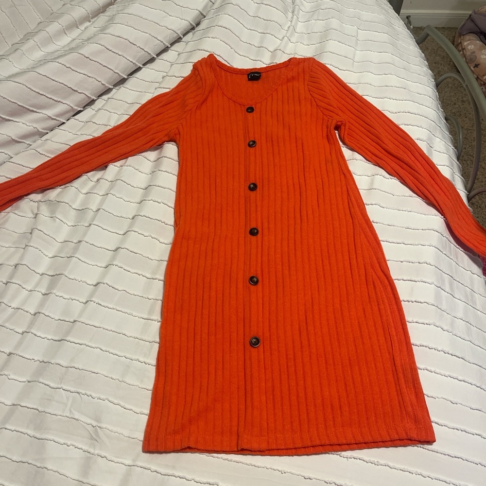 Orange ribbed long sleeve dress #autumnvibes
